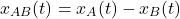 \[ x_{AB}(t) = x_A(t) - x_B(t) \]