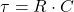 \[ \tau = R \cdot C \]