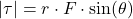 \[ |\tau| = r \cdot F \cdot \sin(\theta) \]