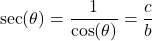 \[ \sec(\theta) = \frac{1}{\cos(\theta)} = \frac{c}{b} \]