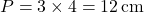 \[ P = 3 \times 4 = 12 \, \text{cm} \]