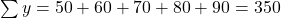 \sum y = 50 + 60 + 70 + 80 + 90 = 350