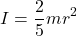 \[ I = \frac{2}{5} m r^2 \]