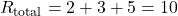 \[ R_{\text{total}} = 2Ω + 3Ω + 5Ω = 10Ω \]