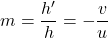 \[ m = \frac{h'}{h} = -\frac{v}{u} \]