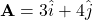 \mathbf{A} = 3 \hat{i} + 4 \hat{j}