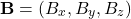 \[ \mathbf{B} = (B_x, B_y, B_z) \]