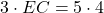 \[ 3 \cdot EC = 5 \cdot 4 \]