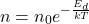 \[ n = n_0 e^{-\frac{E_d}{kT}} \]