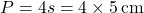 \[ P = 4s = 4 \times 5 \, \text{cm} \]