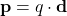 \[ \mathbf{p} = q \cdot \mathbf{d} \]