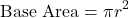 \[ \text{Base Area} = \pi r^2 \]