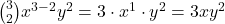 \binom{3}{2} x^{3-2} y^2 = 3 \cdot x^1 \cdot y^2 = 3xy^2