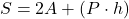 \[ S = 2A + (P \cdot h) \]