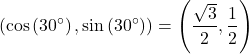 \[ \left(\cos\left(30^\circ\right), \sin\left(30^\circ\right)\right) = \left(\frac{\sqrt{3}}{2}, \frac{1}{2}\right) \]