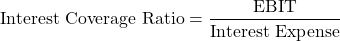 \[ \text{Interest Coverage Ratio} = \frac{\text{EBIT}}{\text{Interest Expense}} \]