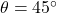 \theta = 45^\circ