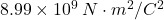 8.99 \times 10^9 \, N \cdot m^2/C^2