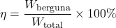 [ eta = frac{W_{text{berguna}}}{W_{text{total}}} times 100% ]