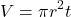 \[ V = \pi r^2 t \]